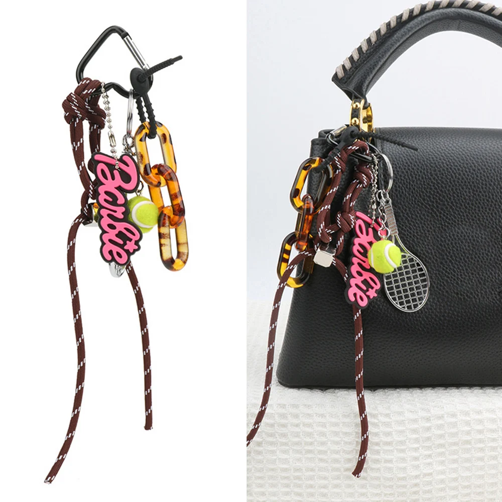 

Cool Sporty Style Keychain With Badminton Decor Bag Pendant Hand Woven Ropes Bag Hanging Decoration Cute Tassel Phone Ornament