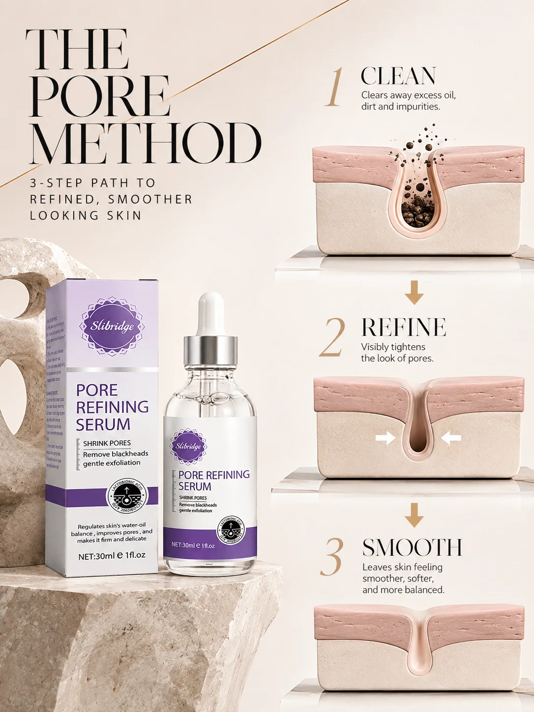 Hydrating Facial Serum for Women, Gentle Pore Care Essence for Dewy Smooth Looking Skin and Natural Beauty