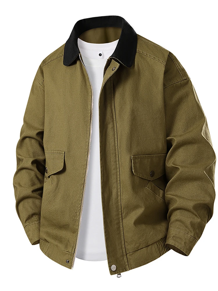 

Новая мужская повседневная рабочая куртка 2025 года, большие размеры, для активного отдыха, модная, утепленная, ветрозащитная, на молнии, с воротником