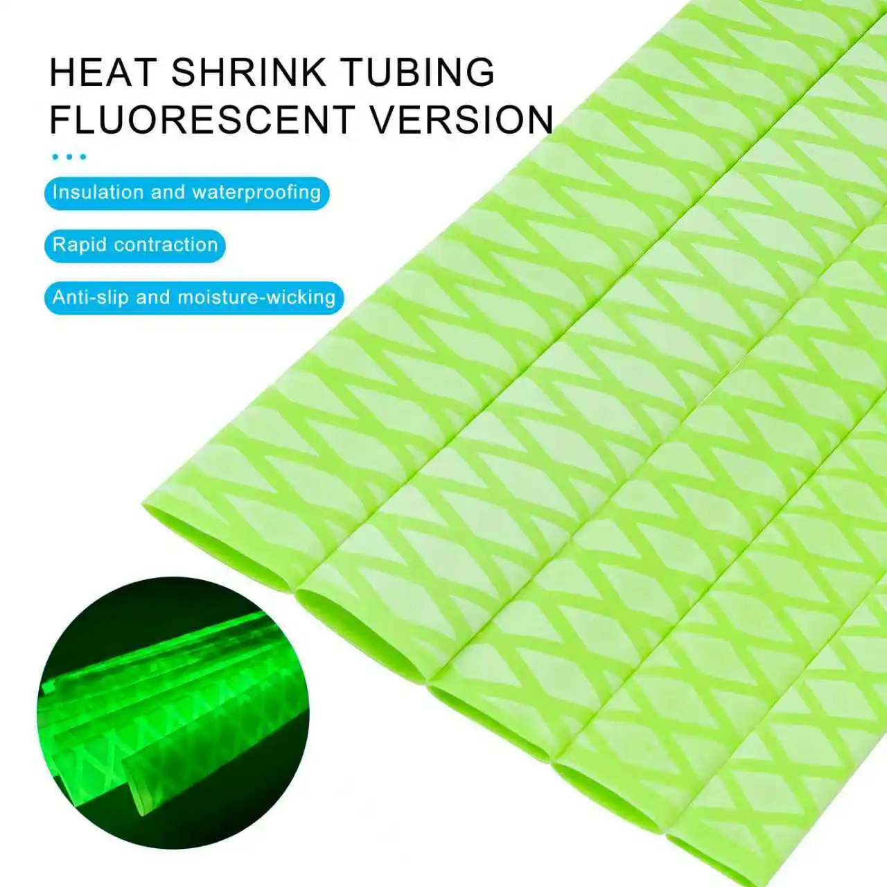 1 متر المضادة للانزلاق الحرارة يتقلص أنبوب 2:1 الفلورسنت اللون مضيئة أنابيب لقضيب الصيد 20/25/30/35/40 مللي متر #1