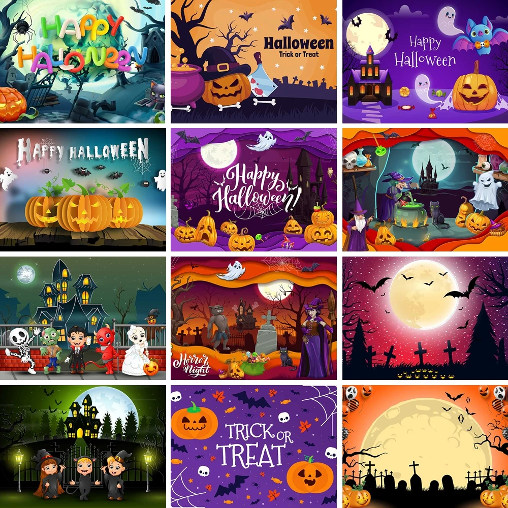 

MOON.QG Pumpkin Moon Banner Backdrops For Photography Halloween Photo Background Newborn Props Birthday Decoration Wallpaper