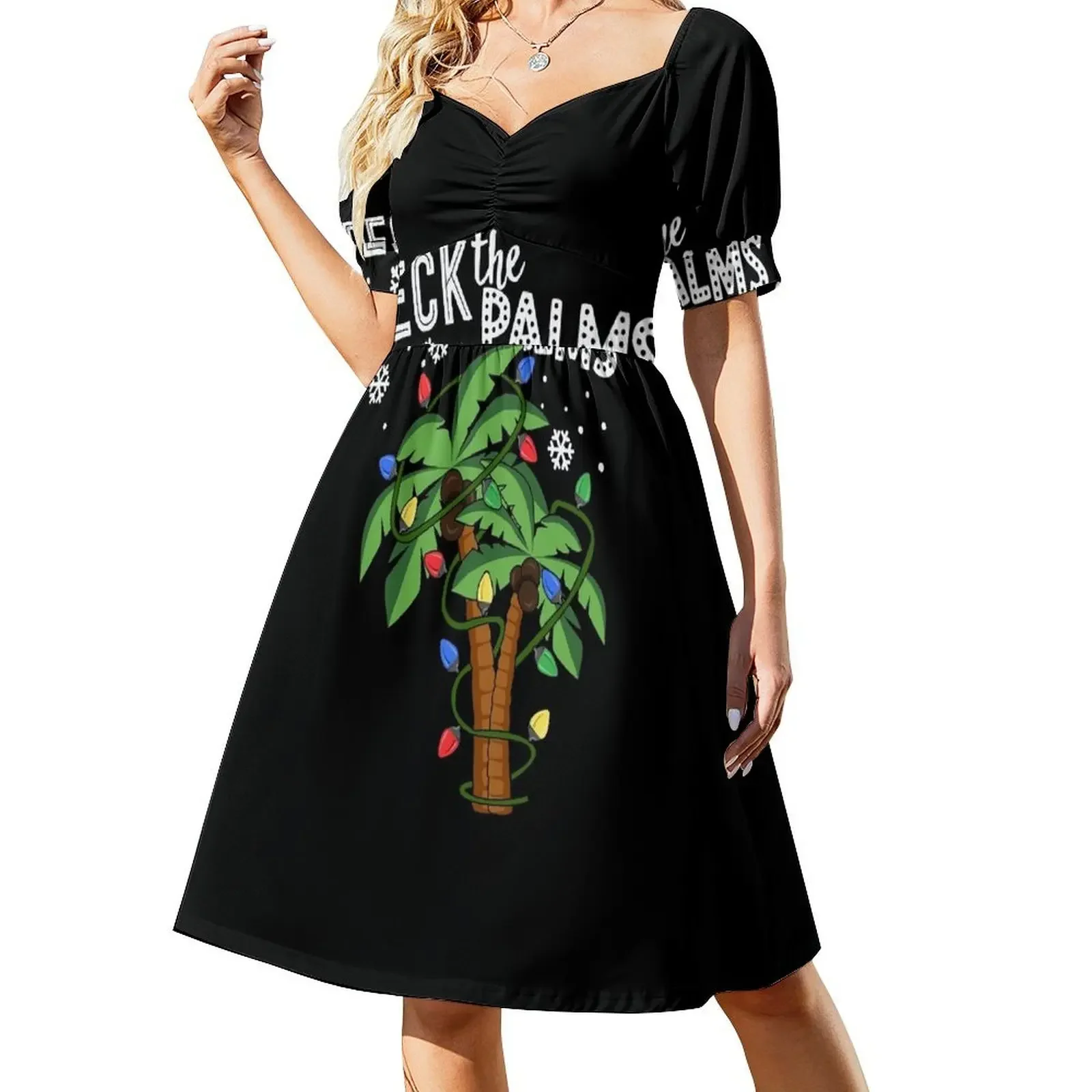 Deck The Palms Hawaii Christmas Palm Tree Lights Sleeveless Dress women long dresses Summer skirt dresses for women 2024