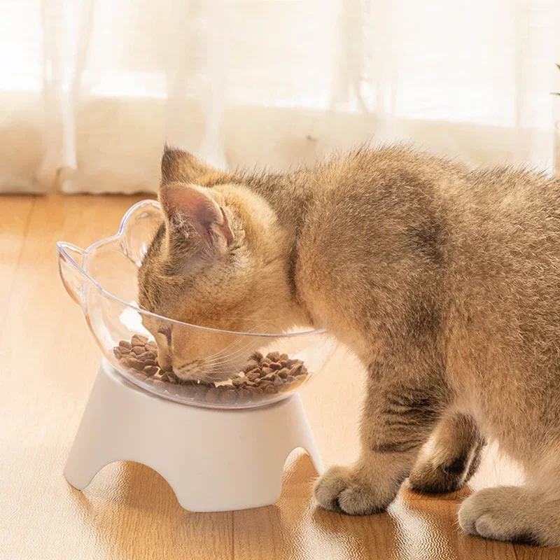 Cat Feeding Bowl Plastic Pet Food Water Feeder Bowls Raised Stand Inclination Mouth Feeding Bowl Pet Kitten Supplies