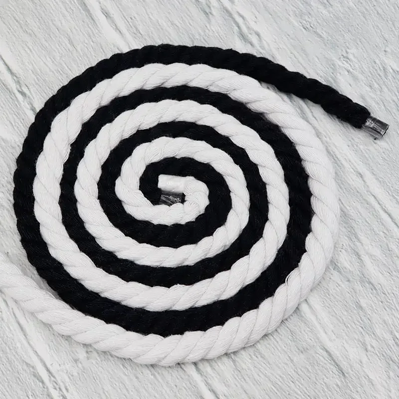 ハロウィン クリスマス コットン靴紐 8色展開 8mm幅 丸型 太いロープ 秋 冬 三つ編み 多サイズ