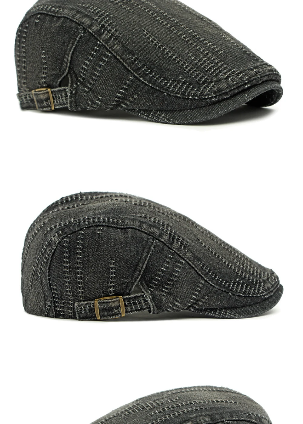 HT4768 Baskenmützen Frühling Sommer Herbst Denim-Kappen für Männer Frauen Baumwolle Künstler-Malermütze Unisex Ivy Flachmütze – Detail 12