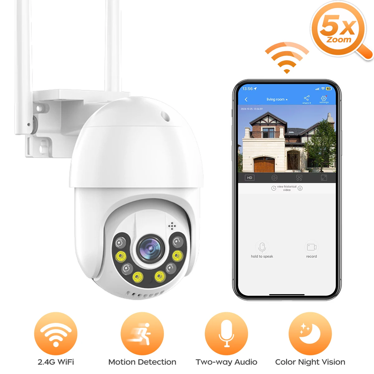 JOOAN 5MP 3MP PTZ Camera Outdoor Auto Tracking Color Night ONVIF Wireless Security Camera WiFi IP Camera Surveillance Camera