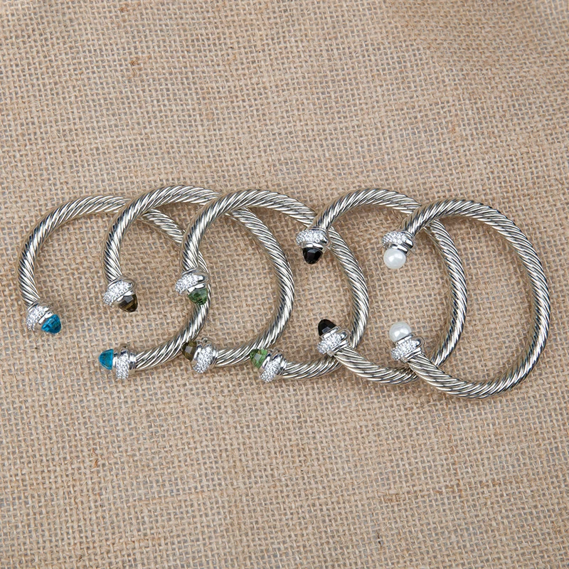 

Модный и атмосферный многорядный разбитый бриллиант из циркония популярный витой проволочный открытый мужской и женский браслет 7 мм Ювелирные изделия David