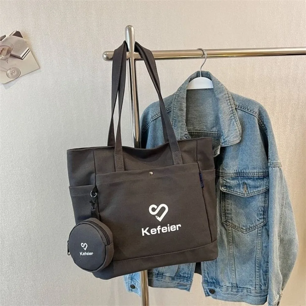 

Korean Style Canvas Underarm Tote Bag Large Capacity with Small Wallet Women's Shoulder Bag Versatile Casual Student Handbag