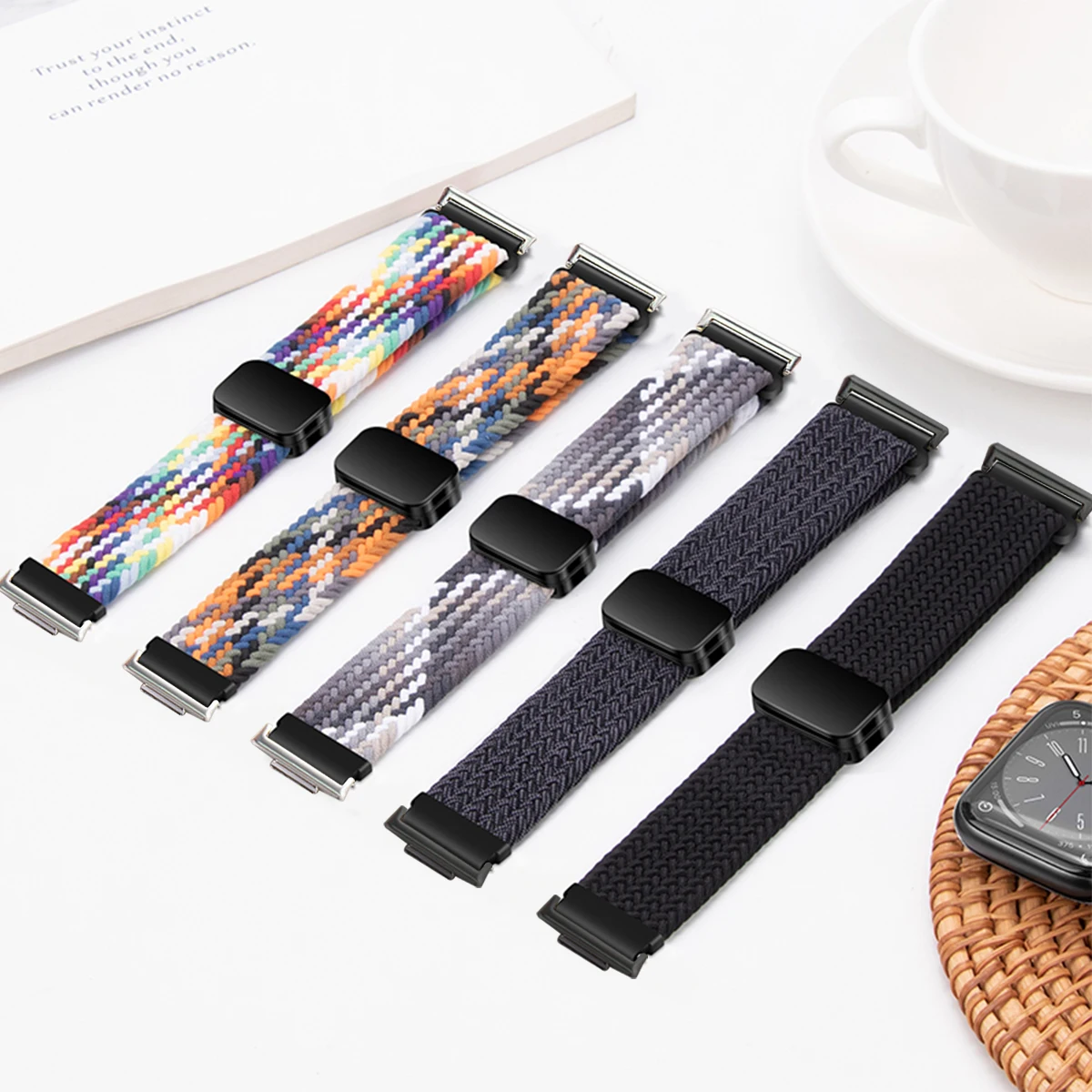 Nylon Braided Magnetic Strap for Huawei Watch Fit5 5pro Fit4/4Pro Elastic Loop Wristband Bracelet for Huawei Fit 5 4 3 Watchband