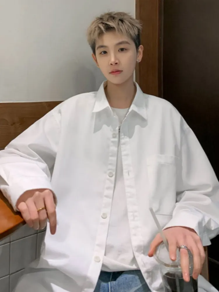 

Cleanfit White Cotton Long Sve irt for Men Spring Autumn y Sle Trendy Brand Pure Cotton Button up Coat Jaet