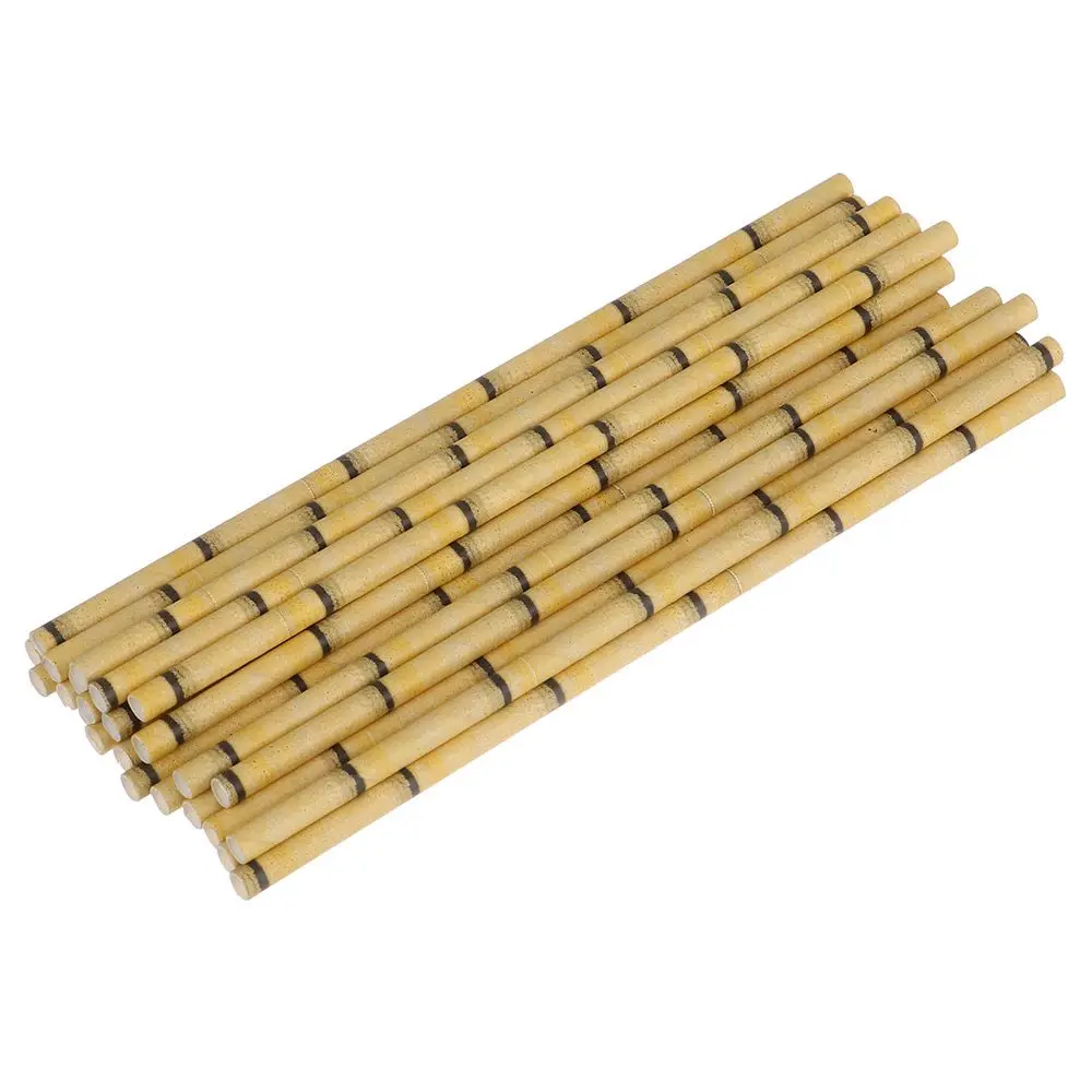25pcs Decor Birthday Wedding Paper Straw Drinking Straws Party Supplies Green Bamboo
