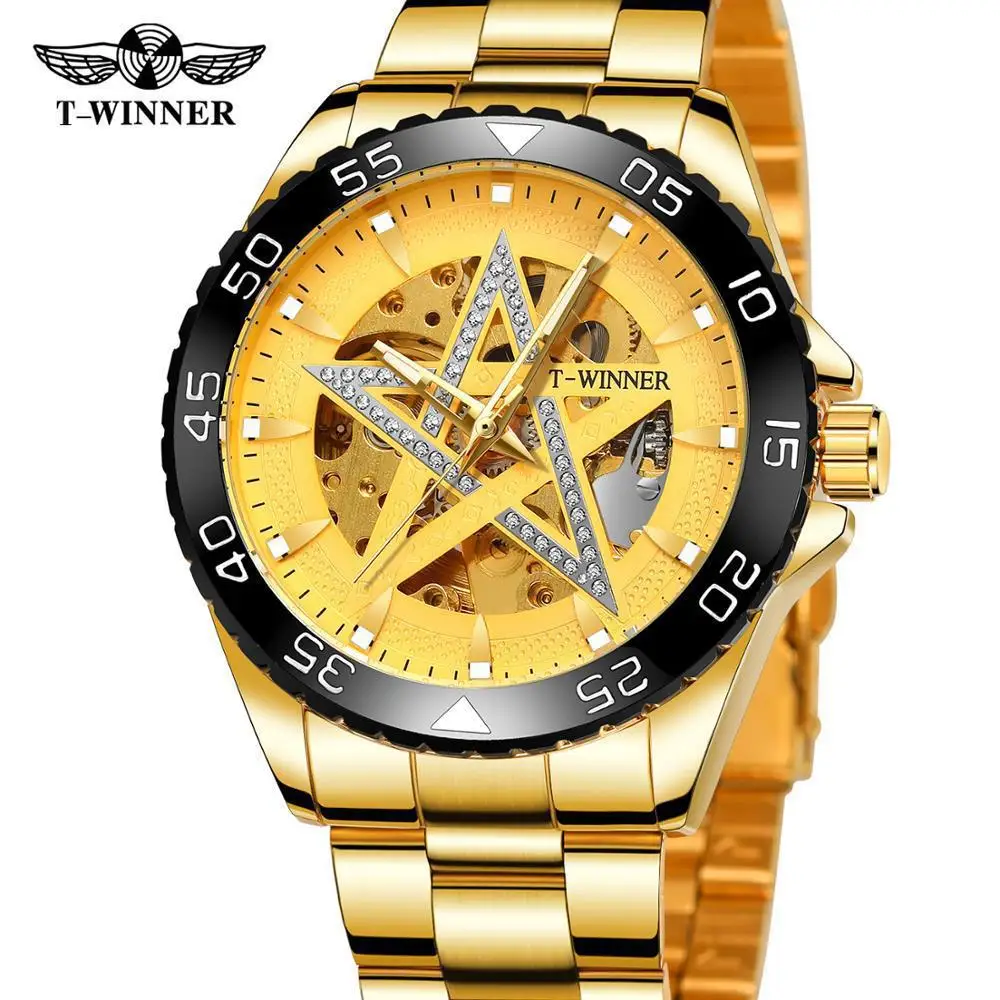 2023 Fashion Men's Full Luxury Black Stainless Steel Casual Five Point Star Individual Design Automatic Mechanical Wrist Watches