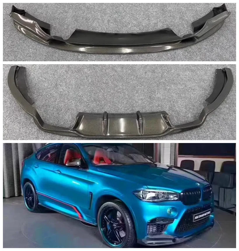 

For BMW F16 X6M X6 2014-2018 Real Carbon Fiber Front Bumper Lip Rear Diffuser Spoiler Full Body Kit Auto Modification Parts