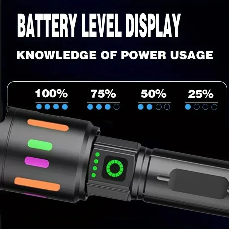 Most Powerful LED Flashlight Rechargeable LED Flashlights High Power Zoom Torch Light Long Range Tactical Lantren Camping Light