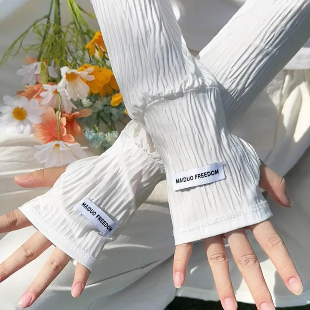 New Summer Ice Silk Sunscreen Sleeve Butterfly Print Sun Uv Protection Arm Sleeves Cycling Driving Gloves Keep Warm Comfortable