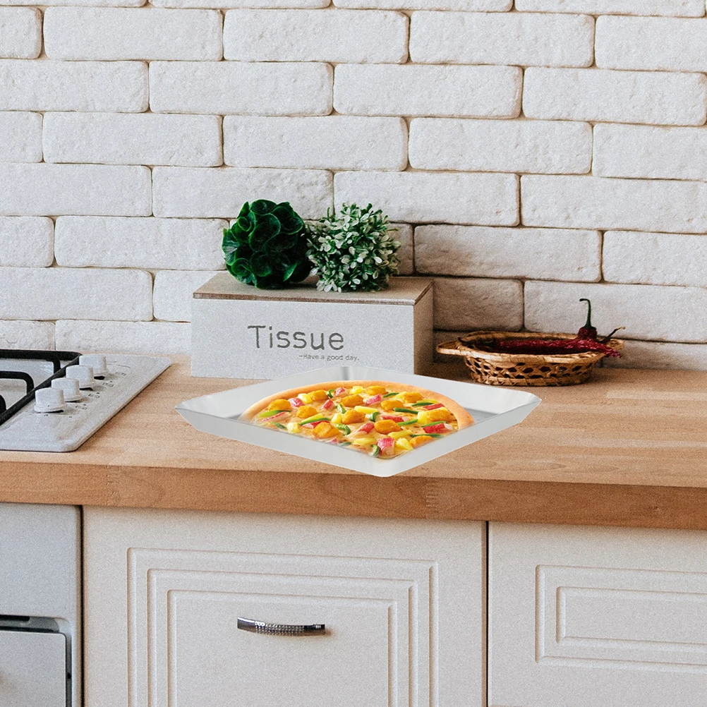 

Punched Pizza Plate Large Square Pan with Holes Aluminum Tray Baking Trays for Oven Dish Cake