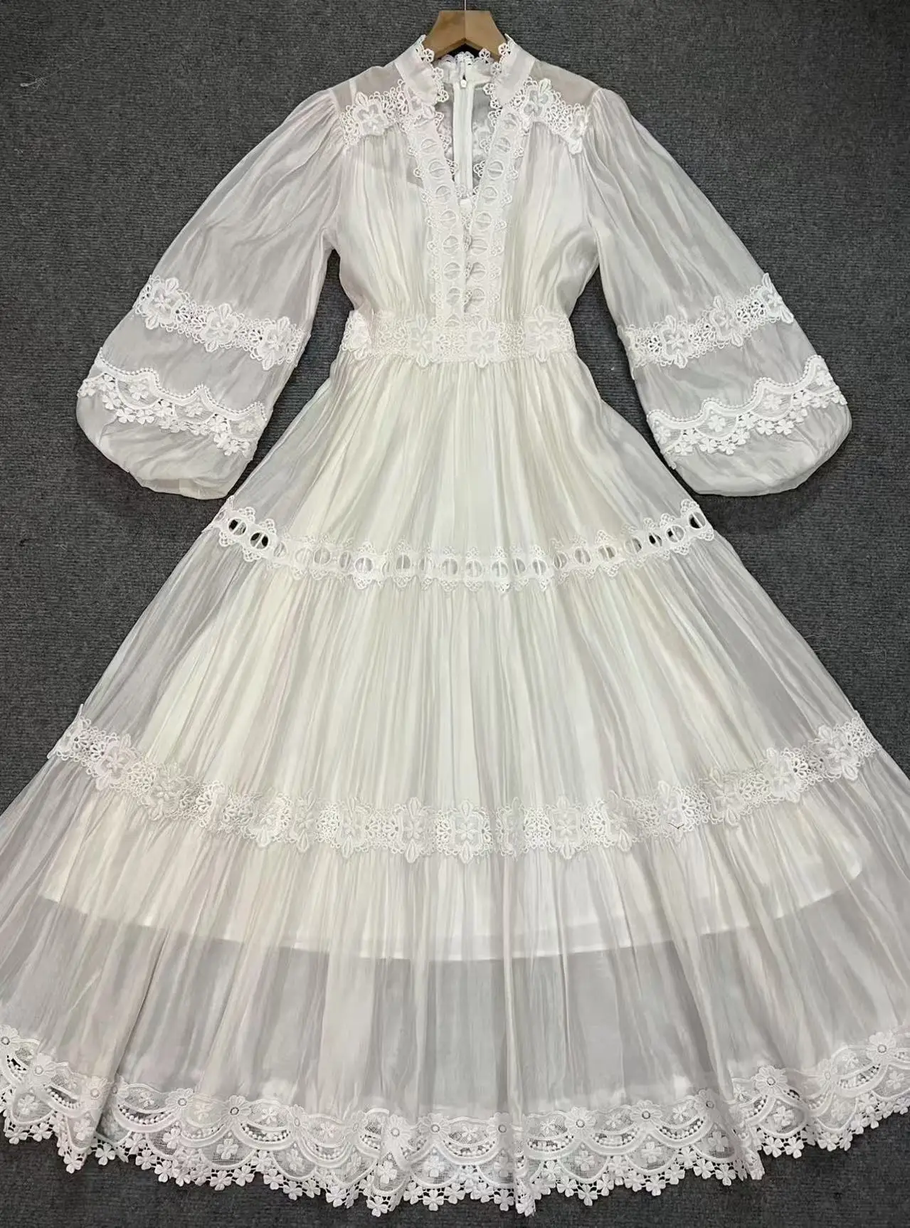 

XXL Long Dress 2025 Autumn Evening Party Lady Sexy V-Neck Appliques Lace Embroidery 3/4 Sleeve Elegant Long Maxi Dress Occasion