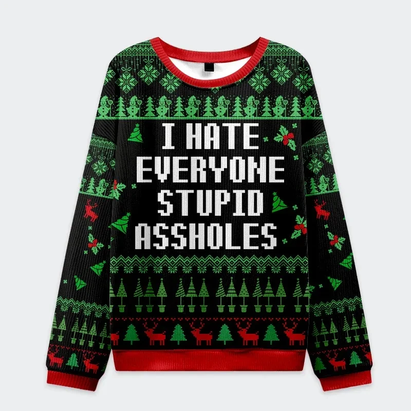 Funny Opinion Quote Christmas Sweatshirt Gingerbread Santa Snowman Run Ugly Xmas Pullover Unisex Kids Adult Holiday 3D Print Top