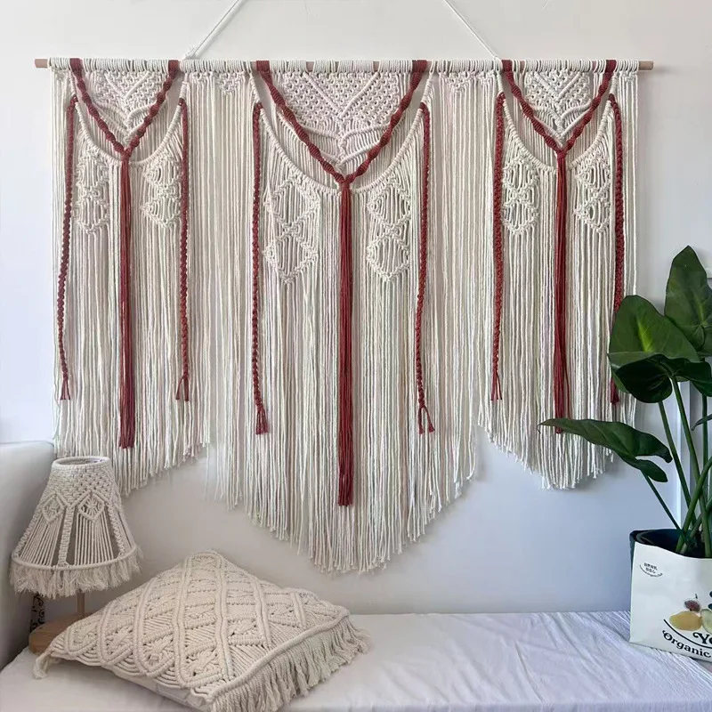 Nordic bohemian wall decoration, hollow braided rope, living room bedroom partition soft decoration handmade