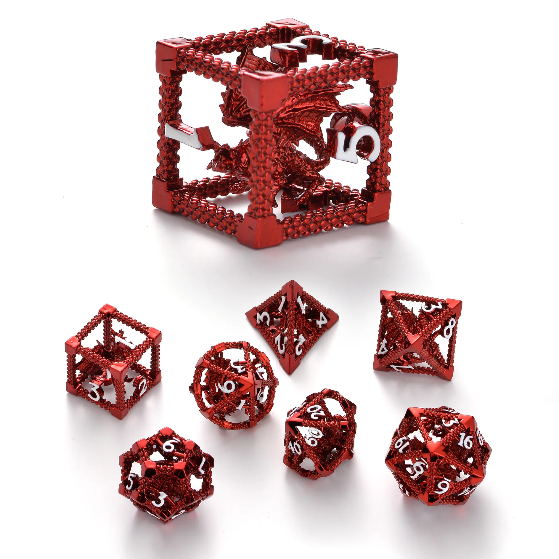 

DND Metal Cube 3D Dragon Dice Set for Dungeons & Dragons TRPG Tabletop Game Polyhedral Dice set Role playing games Dice D20 D6