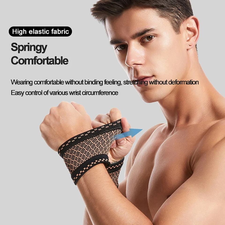 1 Paar Sport-Handgelenkstütze aus Kupferfaser, schweißabsorbierend, atmungsaktiv, gestrickte Nylon-Handgelenkstütze, Outdoor-Sport, Badminton, für Männer und Frauen