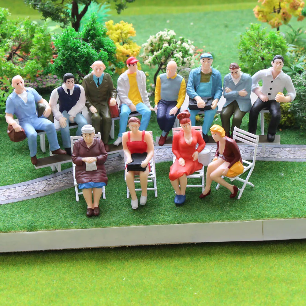 Evemodel 6pcs-24pcs G Scale Sitting Figures 1:25 Seated Painted People Model Railway