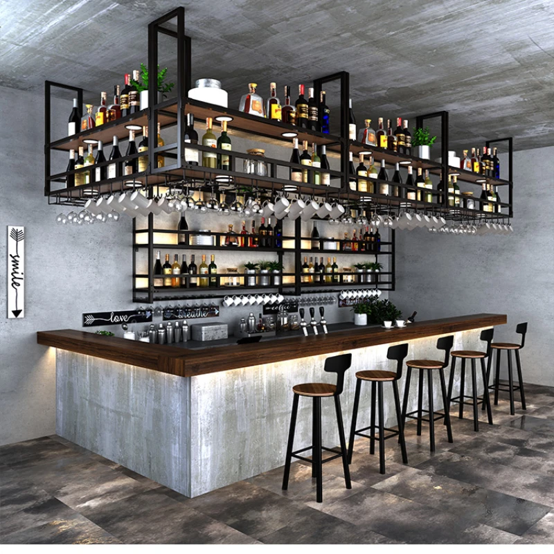 Industrial Style Hanging Bar Cabinet Storage Standing Restaurant Minimalist Wine Rack Fashion Booth Vitrine Home Bar Furniture