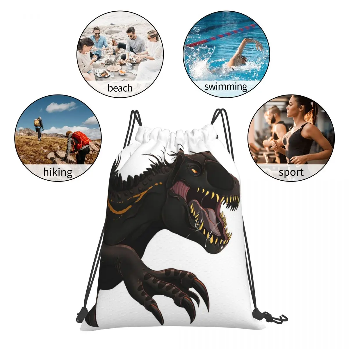 Jurassic World-mochila Indoraptor con cordón para hombre y mujer, bolsa con cordón para libros, para estudiantes