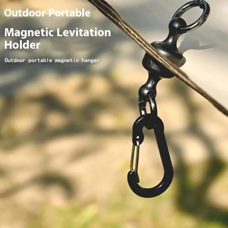 Magnetic Fly Fishing Net Holder Release With Elastic Coil Tether Lanyard Carabiner Angling Gear - view 4