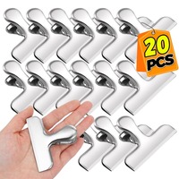 20/1x Stainless Steel Food Bag Clips Heavy Duty Snack Bread Sealer Sealing Clamps Household Kitchen Storage Organizer Gadgets