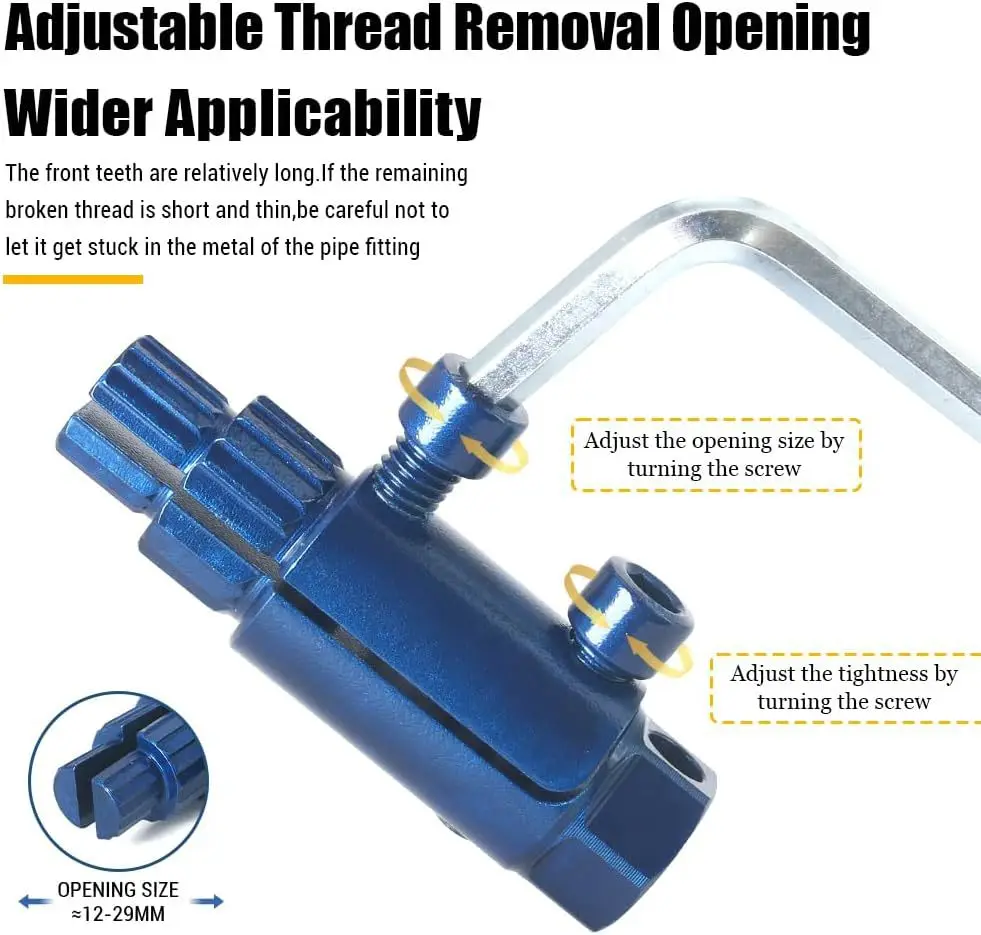 Broken Pipe Thread Extractor 1/2-3/4-1inch Pipe Thread Repair Tool for Faucets Angle Valves Pipe Broken Thread Removal Tool