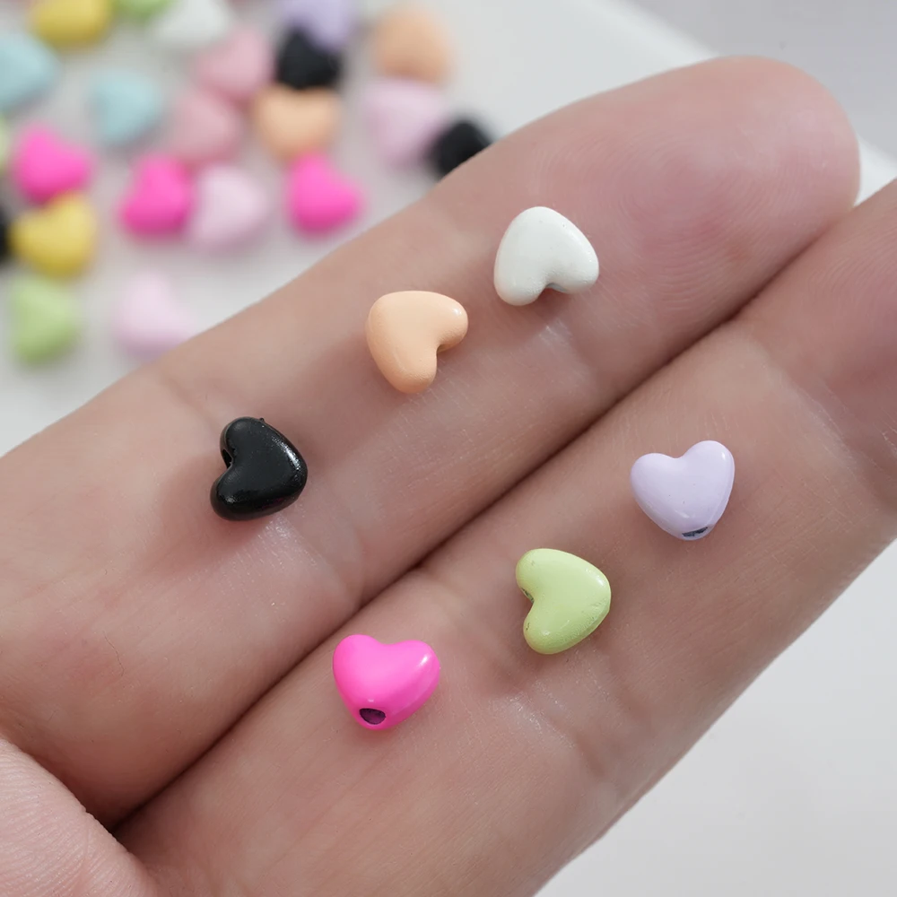 10pcs/lot Color Alloy Beads Loose Spacer Heart Charm Bead for Jewelry Making DIY Earring Phone Chain Bracelet Accessories