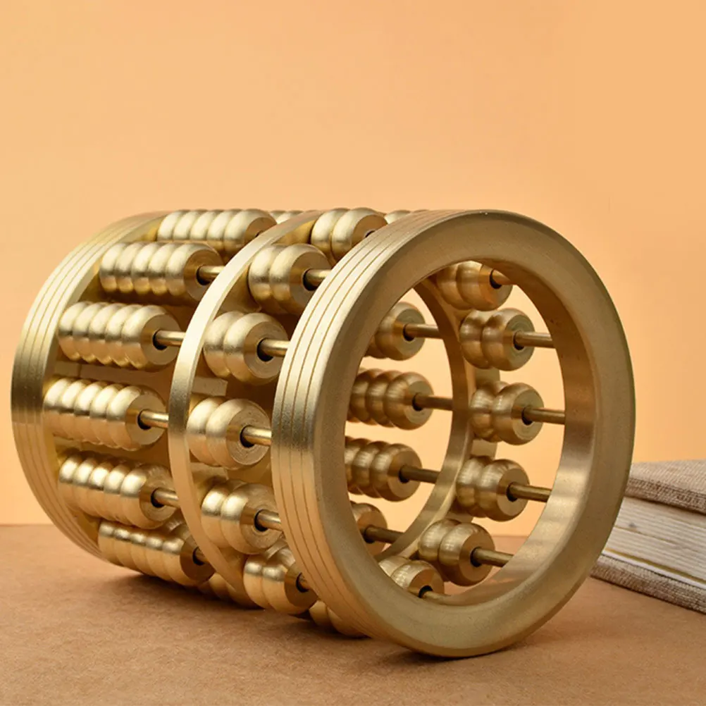 そろばん型ペンホルダー真鍮中国風鉛筆カップデスクトップオーガナイザーヴィンテージメタルクラフト文具収納デスク