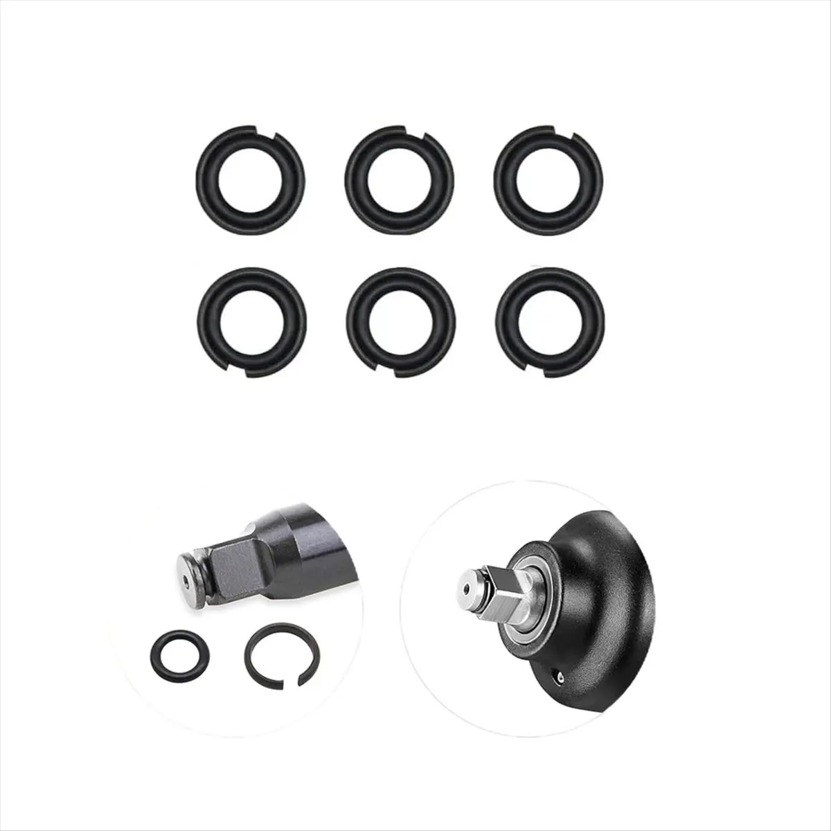 Image of KSOL (4+4 Sets) 1/2 und 3/8 Zoll Aufprall-Sicherungsring, Reibungsring mit O-Ring für elektrische/pneumatische Schlagschrauber