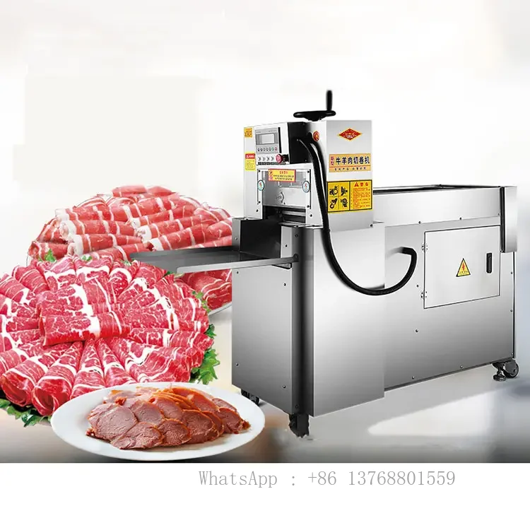 High Efficiency Frozen Meat Roll Slicer Machine meat cutter machine  CNC Meat Slicing Machine