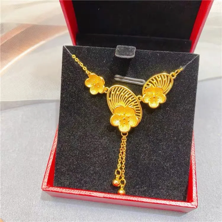 

Pure K18 Gold Color Flower Pendant for Women Girl Fine Jewelry Clavicle Chain Necklace Birthday Valentine's Day Gifts