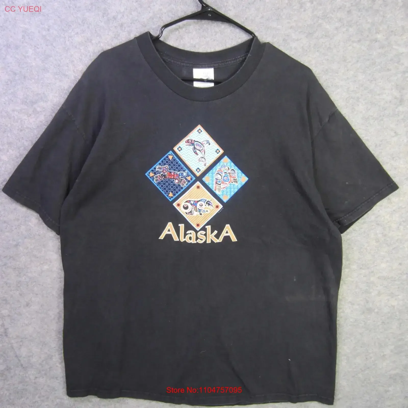 Alaska T Shirt Mens XL Black Port and Company Native Art  vintage Washed homme Breathable Versatile Stylish graphic