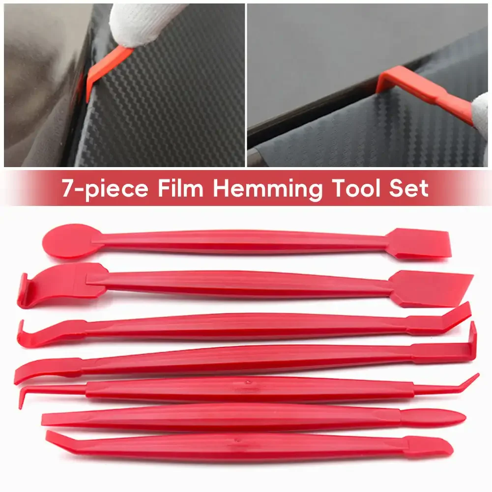 7pcs Car Film Wrapping Blades Kit Rubber Scraper Window Vinyl Wrap Squeegee Ice Remover Cleaning Wash Squeegee Snap-off Tools