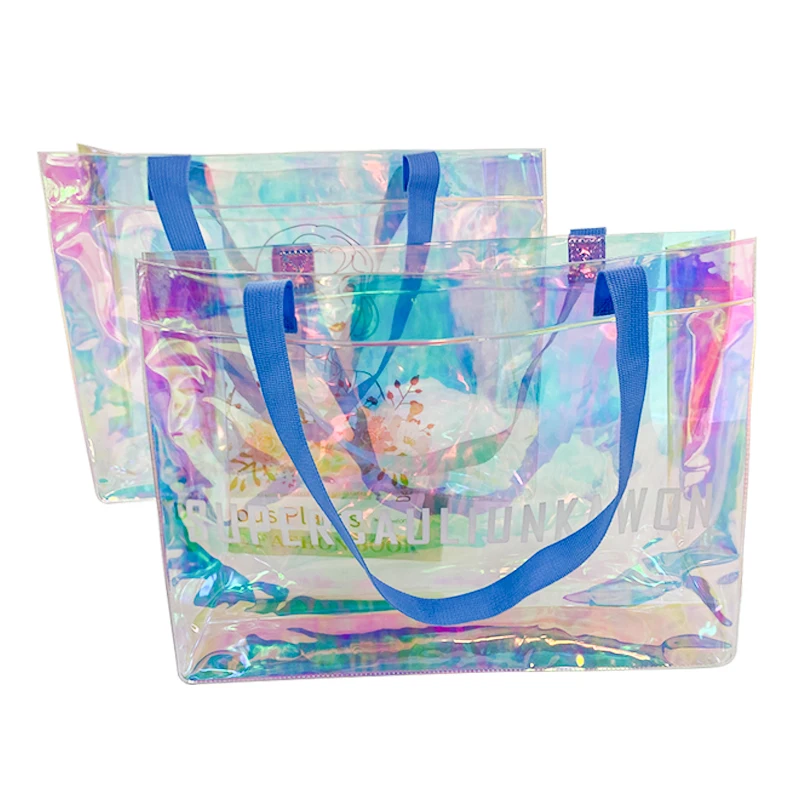 Transparent Tote Bag For Student Beauty Transparent Tote Bags For Girls Large Capacity with Handles Portable Shopping Handbag
