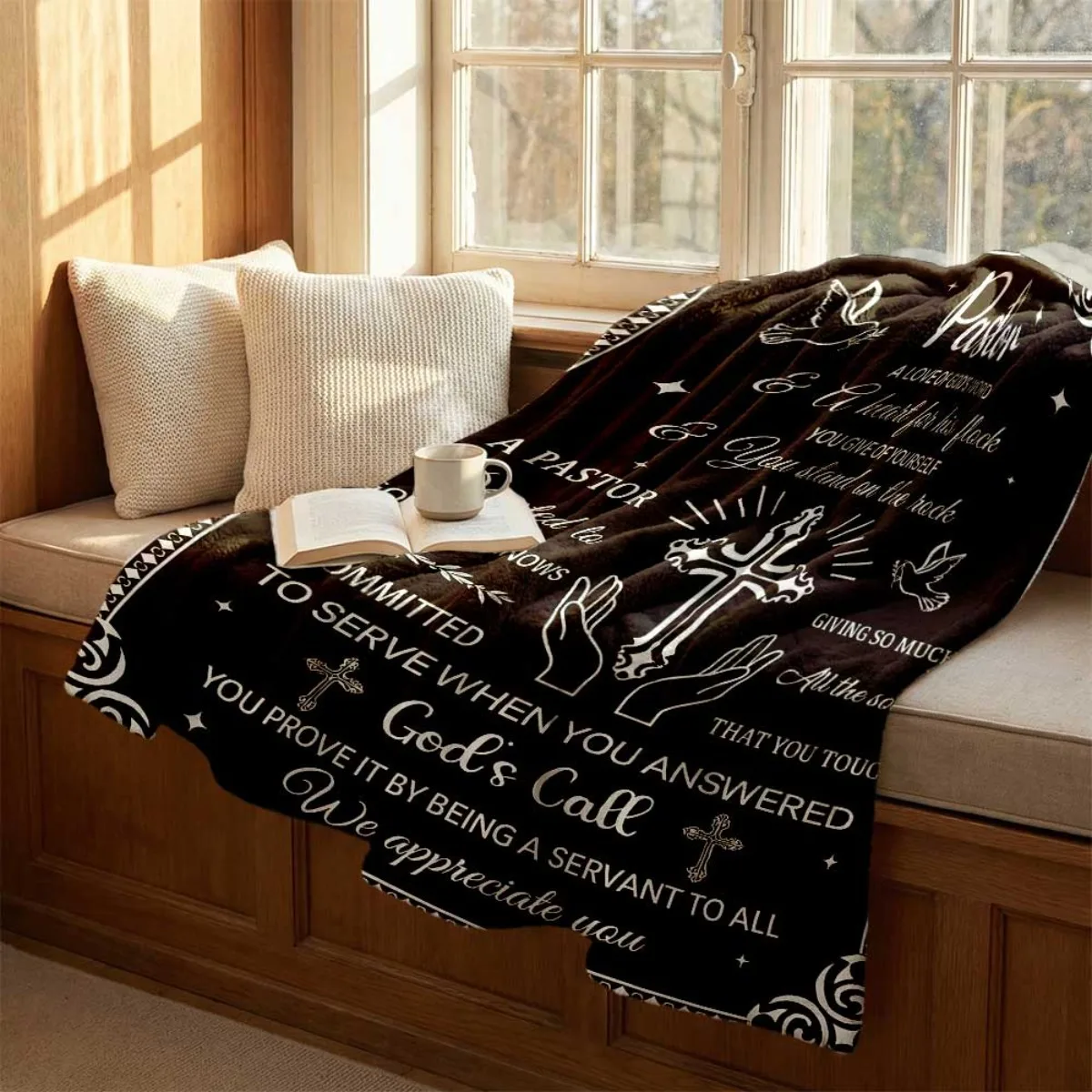Pastor Appreciation Flannel Blanket Christian Cross Dove Faith Message Throw Blanket for Sofa Bed Couch Bedroom Living Room Church Gift Religious Home Decor Cozy Nap Blanket Office Travel Pastor Thank You Gift Inspirational Bedding Room Accent