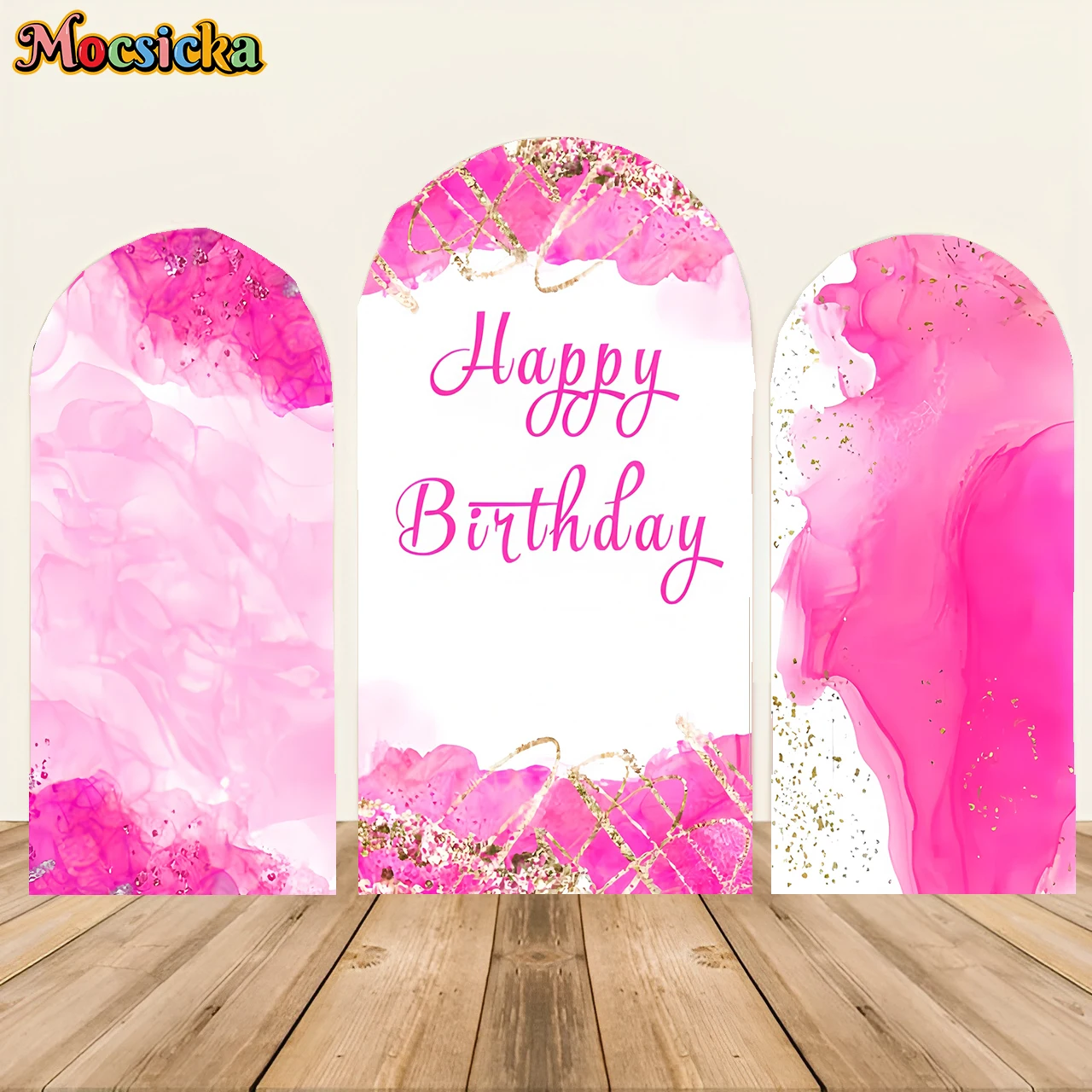 

Mochicka Mochicka Double Sided Stitched Arch Baby Shower Decoration Abstract Art Pink Marble Photo Background Studio props