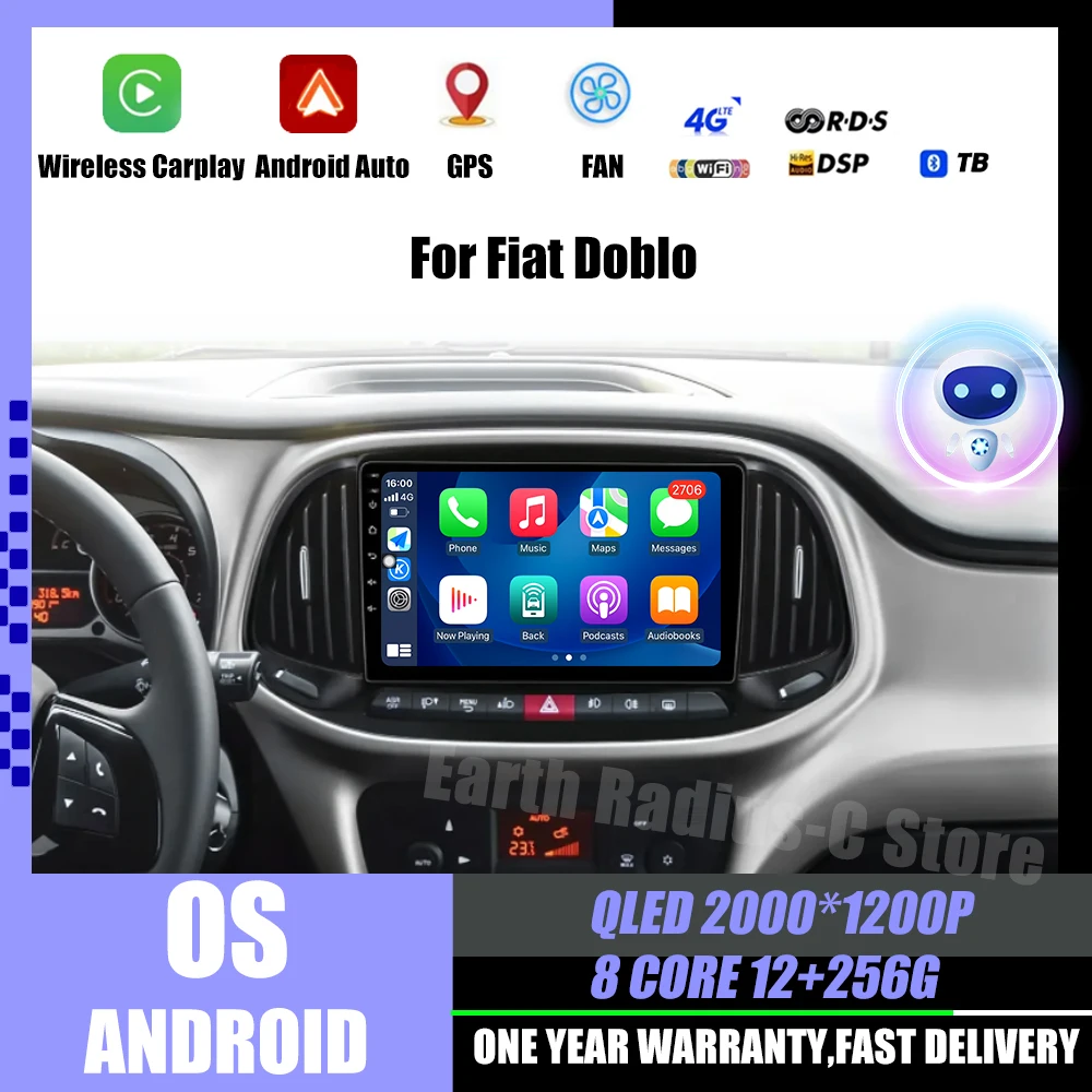

Android os For Fiat Doblo 2015 2016 2017 2018 2019 2020 GPS Car Radio Multimedia Video Player Stereo Navigation Wifi 360 Camera