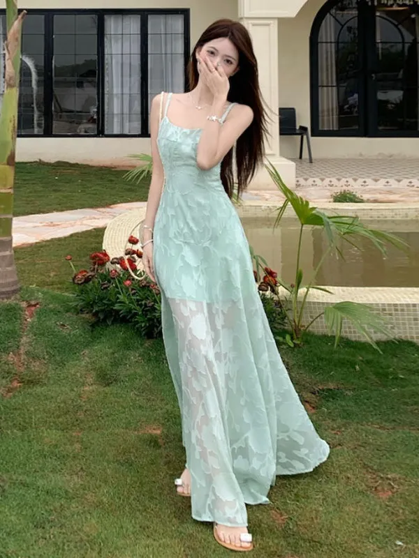 

Пляжное платье Vaion Sle: уникальное, красивое, с бретелями, в стиле Pure Innocent First Love, летнее, новинка, с завышенной талией, А-силуэт.