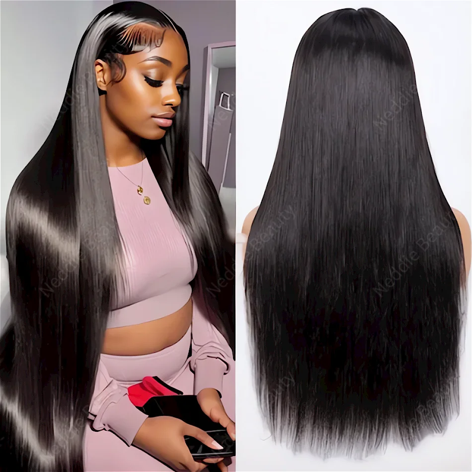 Wigs Human Hair Ready To Wear 100% Natural PrePlucked Glueless Straight HD Lace Frontal Wig 30 40 Inch Closure Wigs For Women