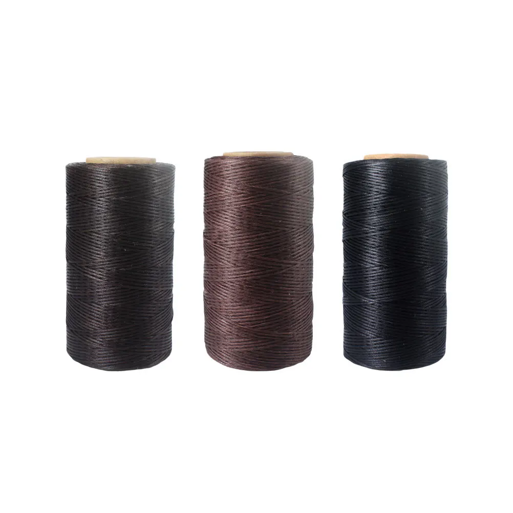 

3pcs 0.8Mm Wax Thread 260M Light Coffee Deep Coffee Black Flat Waxed Line For Sewing Craft Diy Stitching Cord Handmade