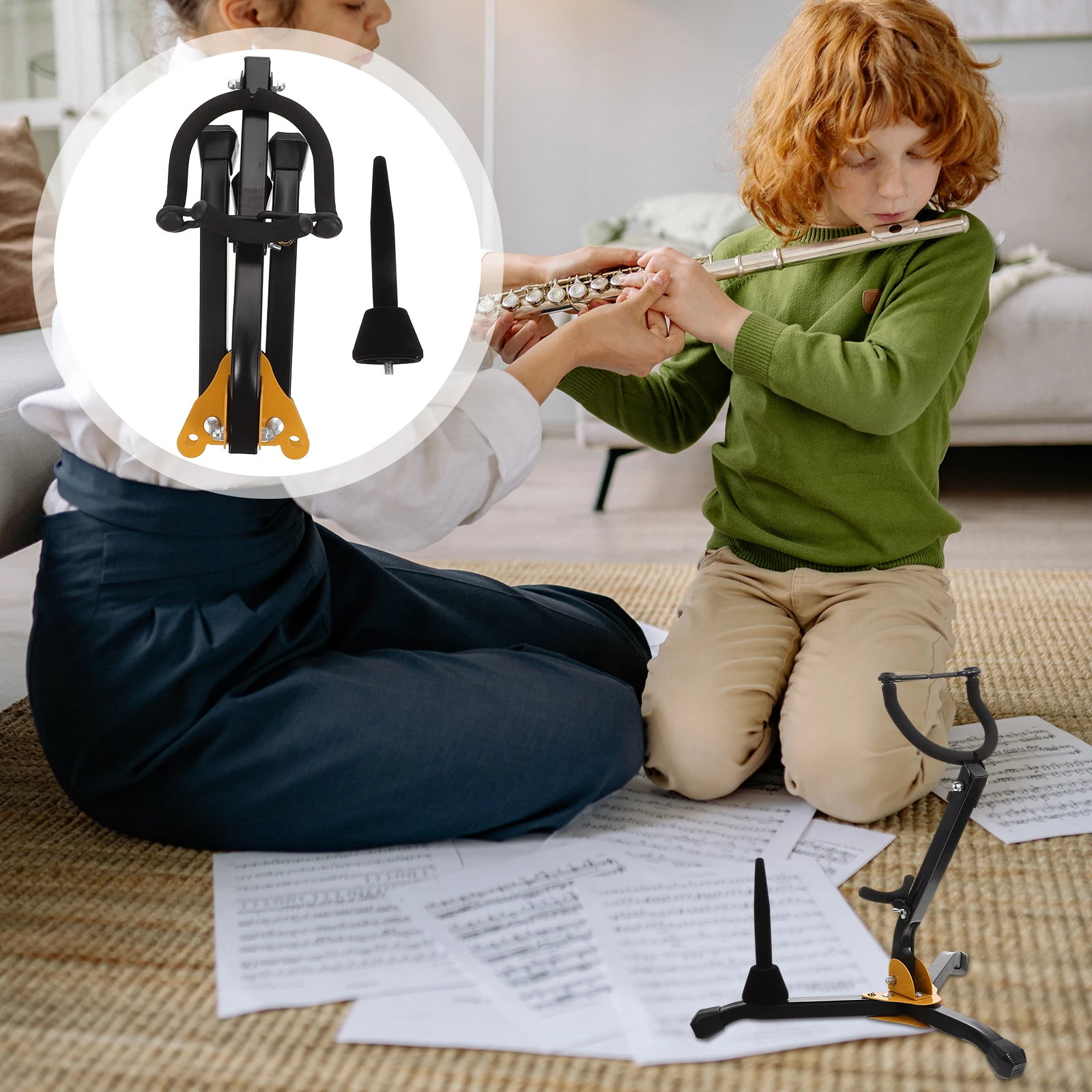 

Foldable Portable Alto Tenor Saxophone Stand Sax Tripod Holder Instrument Saxophone Accessories for Saxophone Clarinet Flute (