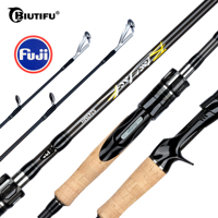 BIUTIFU Spinning Casting Fuji Fishing Rod 1.8/2.1/2.4/2.7/3.0/3.3m T800Carbon 2Tips ML/M/MH/H Lure 5-80g Travel Baitcasting Pole