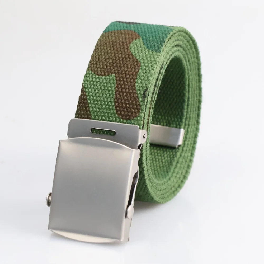 2025 New Canvas Men\'s Belt Personality Digital Print Hard Plastic Buckle Outdoor Breathable Braided Belt Male Spot Wholesale