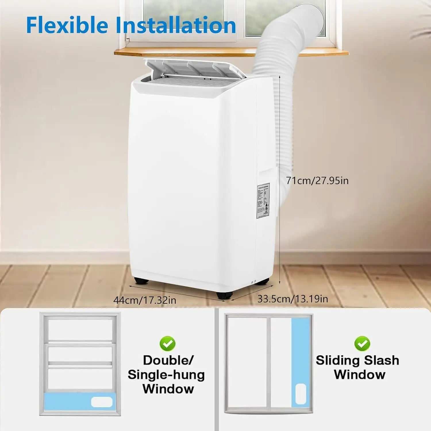 3-in-1 Portable Air Conditioner with 14000 BTU, Cools Rooms up to 750 Sq. Ft., Quiet Operation, Remote Control, Auto Swing, Timer