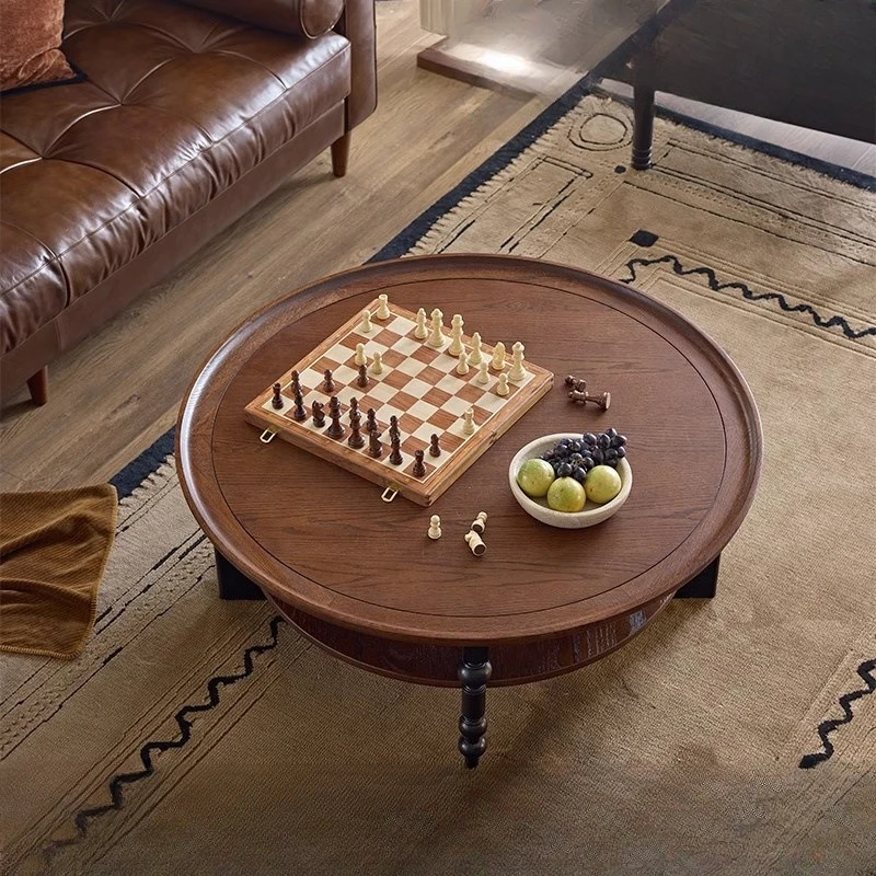 Home small table, small-sized living room, new furniture, French retro tea table,solid wood round American tea table,side tables